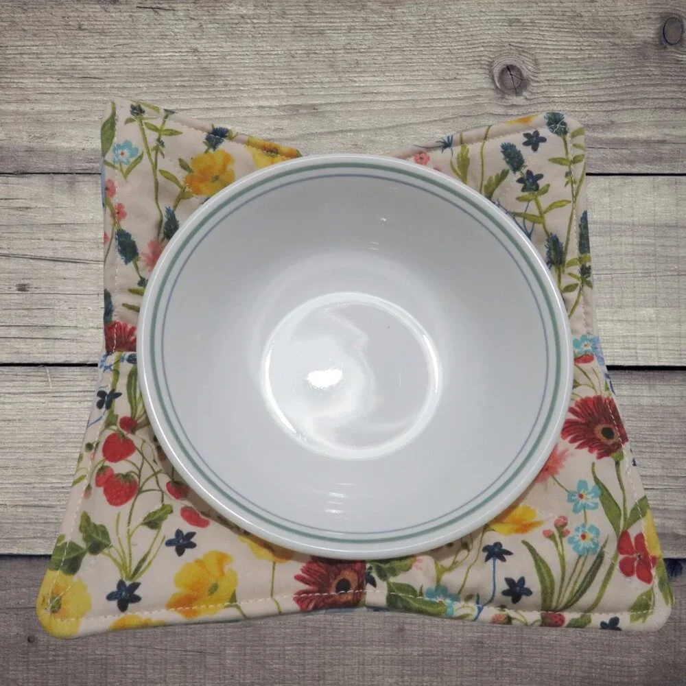 Microwave Bowl Cozy, Reversible Floral Soup Bowl or Ice Cream Cozy